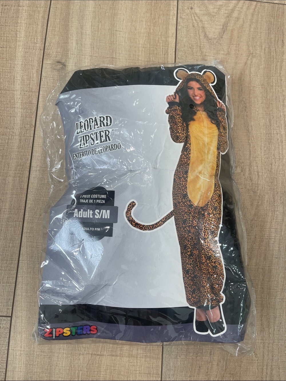 Zipsters Leopard Print Hooded Warm Zip Up Adult Halloween Costume Size S/M